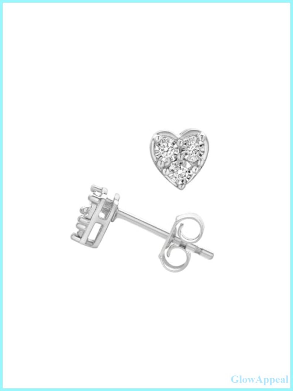 Lab Grown Diamond Heart Stud Earrings 925 Sterling Silver Push Back